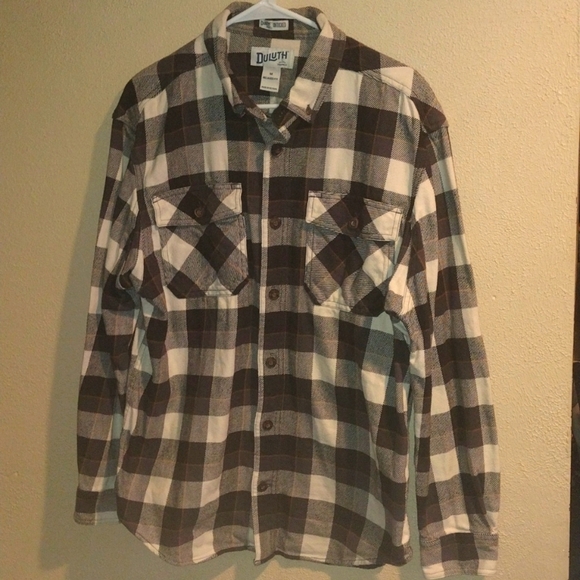 Duluth Trading Company Thick Flannel Untucked Relaxed Fit Plaid 100% Cotton M - Picture 1 of 6